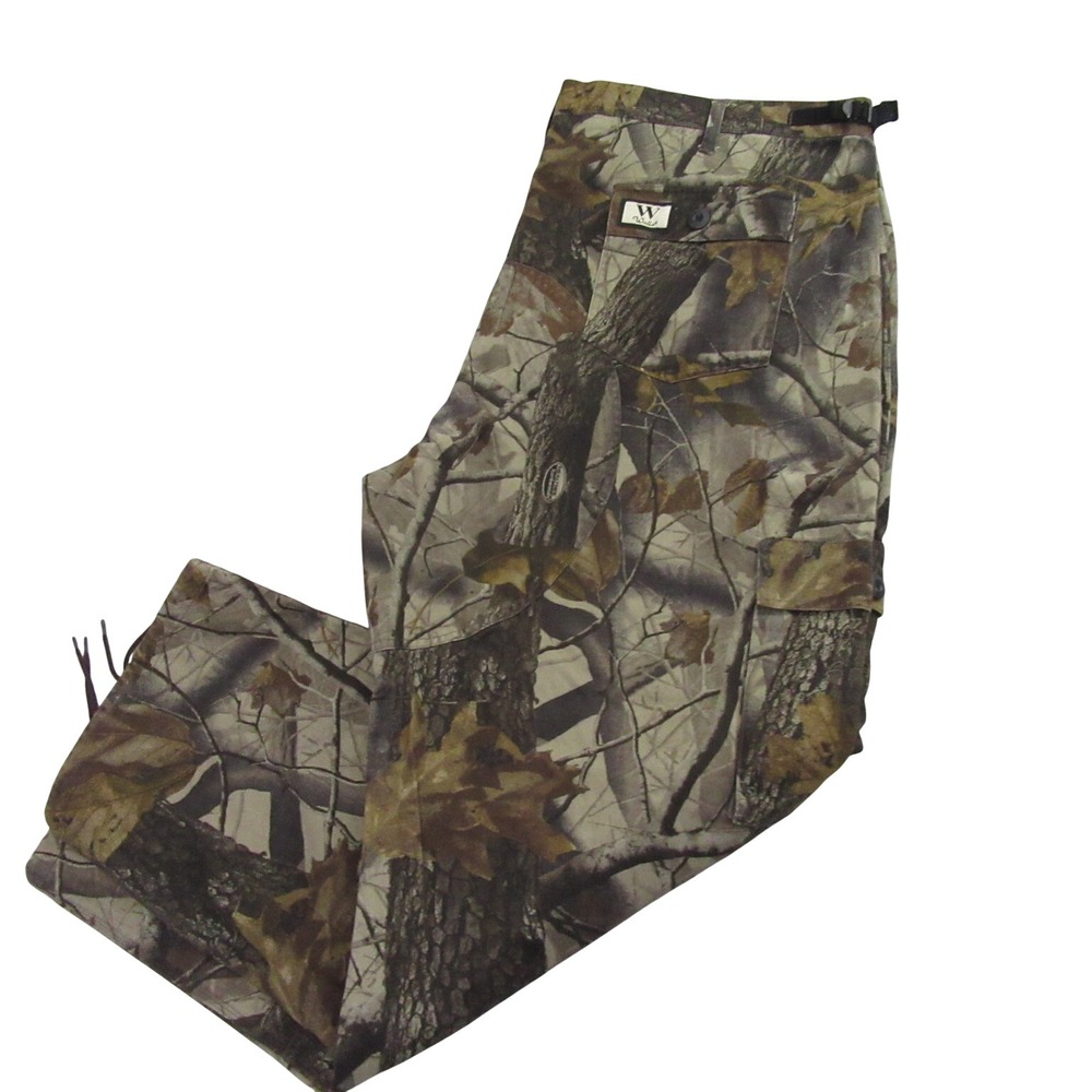 Walls Mens Hunting Pants 2XL Green Cargo Camo Realtree Hardwoods Pocket